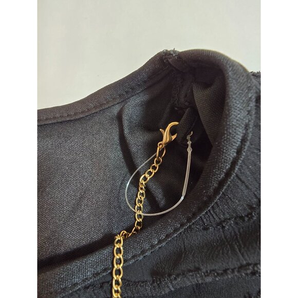 Black Sheer Overlay Asymmetrical Top With Necklace Accent Size 2X NY Collection - Picture 4 of 16